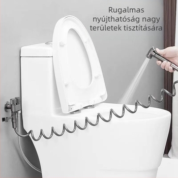 Falba épített WC öblítőpisztoly készlet, réz test, kettős kimenet, szögletes szelep