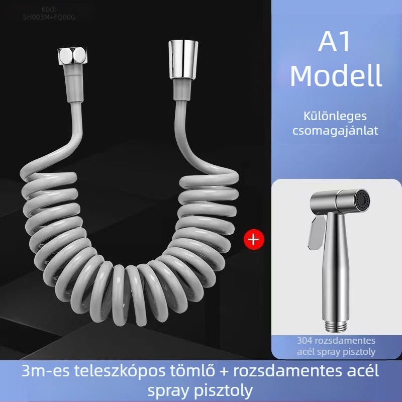 Falba épített WC öblítőpisztoly készlet, réz test, kettős kimenet, szögletes szelep