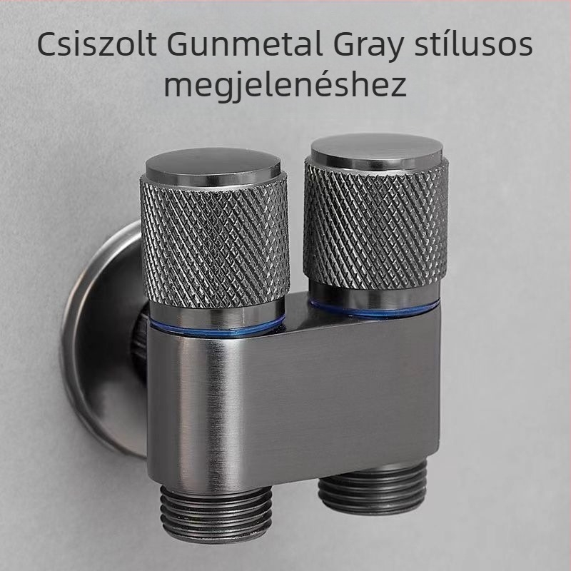 Falba épített WC öblítőpisztoly készlet, réz test, kettős kimenet, szögletes szelep