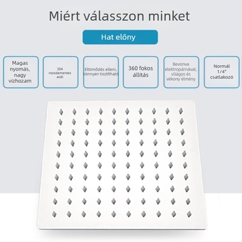 Felső sugárzó zuhanyfej eső funkcióval, rozsdamentes acél, 4 pont univerzális interfész 2 cm, csavaros telepítés, Hongbo