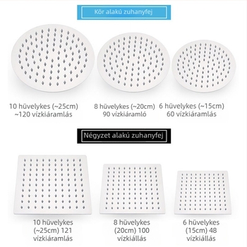 Felső sugárzó zuhanyfej eső funkcióval, rozsdamentes acél, 4 pont univerzális interfész 2 cm, csavaros telepítés, Hongbo