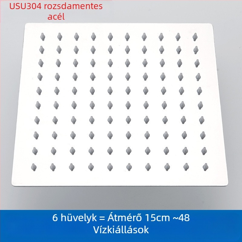Felső sugárzó zuhanyfej eső funkcióval, rozsdamentes acél, 4 pont univerzális interfész 2 cm, csavaros telepítés, Hongbo