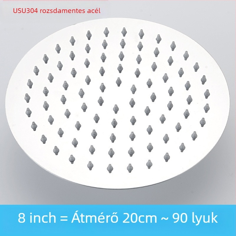 Felső sugárzó zuhanyfej eső funkcióval, rozsdamentes acél, 4 pont univerzális interfész 2 cm, csavaros telepítés, Hongbo