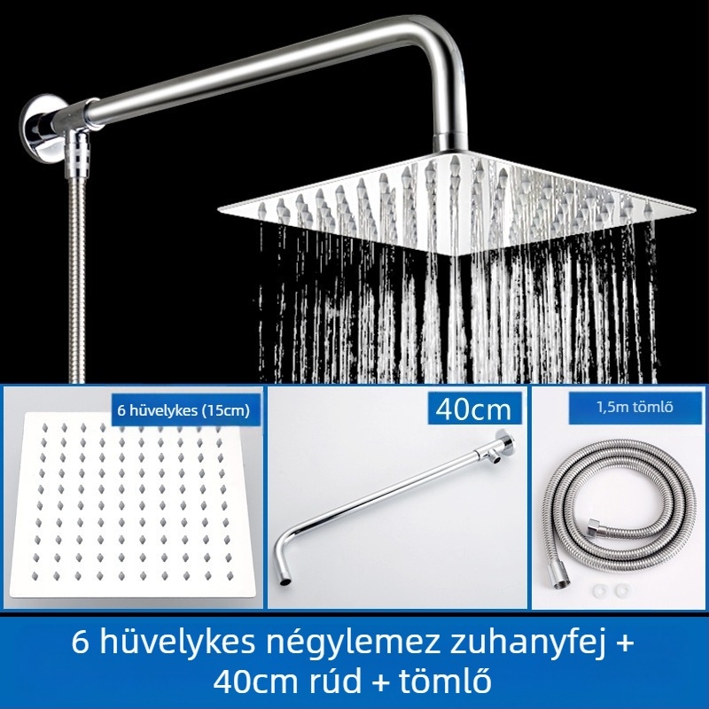 Felső sugárzó zuhanyfej eső funkcióval, rozsdamentes acél, 4 pont univerzális interfész 2 cm, csavaros telepítés, Hongbo