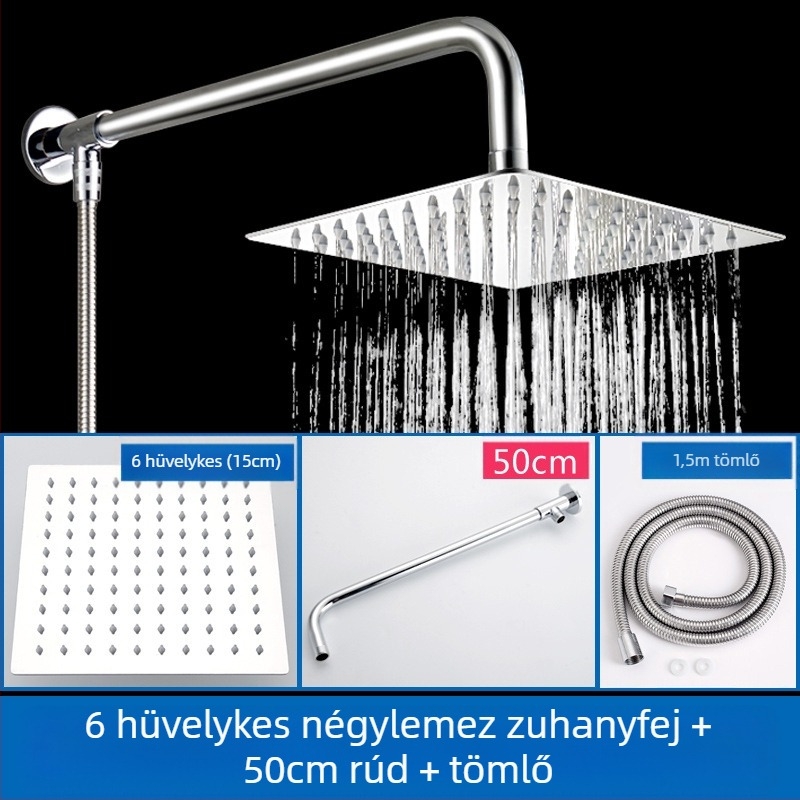 Felső sugárzó zuhanyfej eső funkcióval, rozsdamentes acél, 4 pont univerzális interfész 2 cm, csavaros telepítés, Hongbo