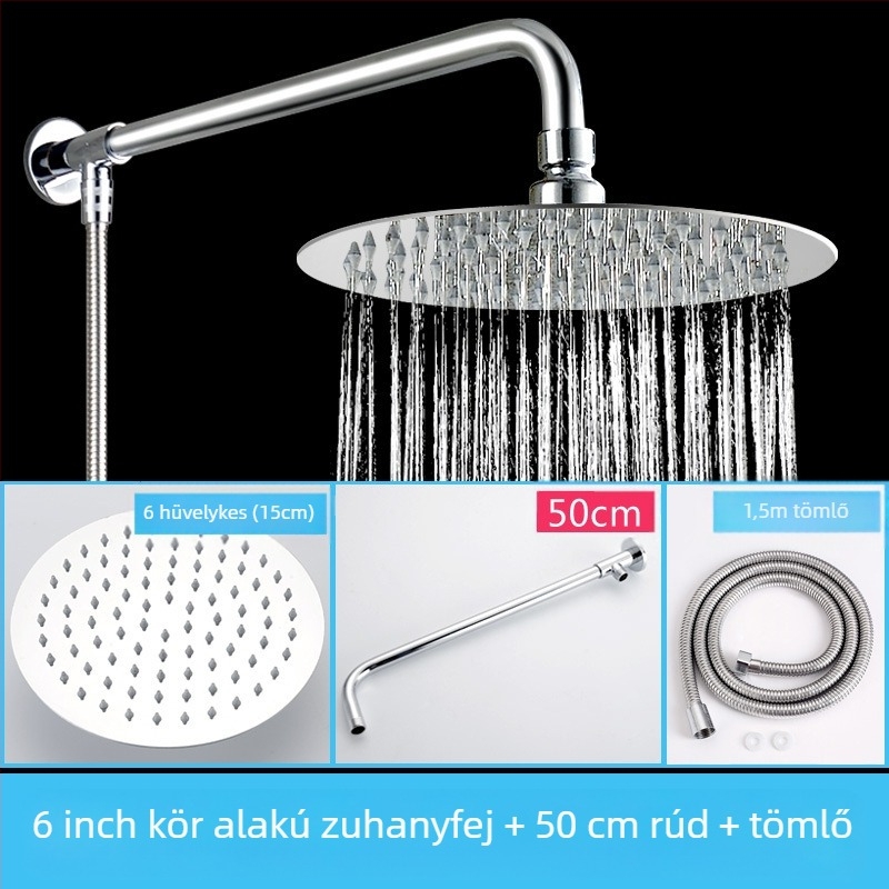 Felső sugárzó zuhanyfej eső funkcióval, rozsdamentes acél, 4 pont univerzális interfész 2 cm, csavaros telepítés, Hongbo