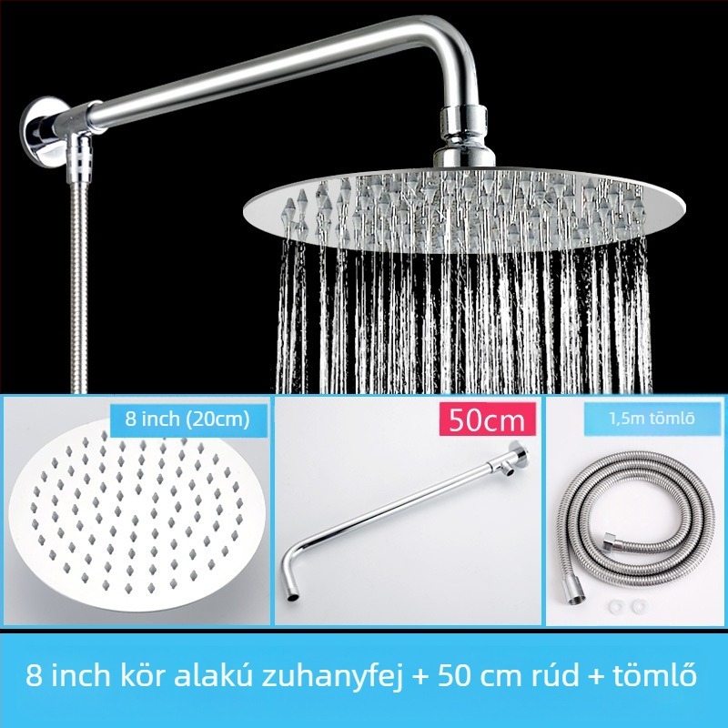 Felső sugárzó zuhanyfej eső funkcióval, rozsdamentes acél, 4 pont univerzális interfész 2 cm, csavaros telepítés, Hongbo