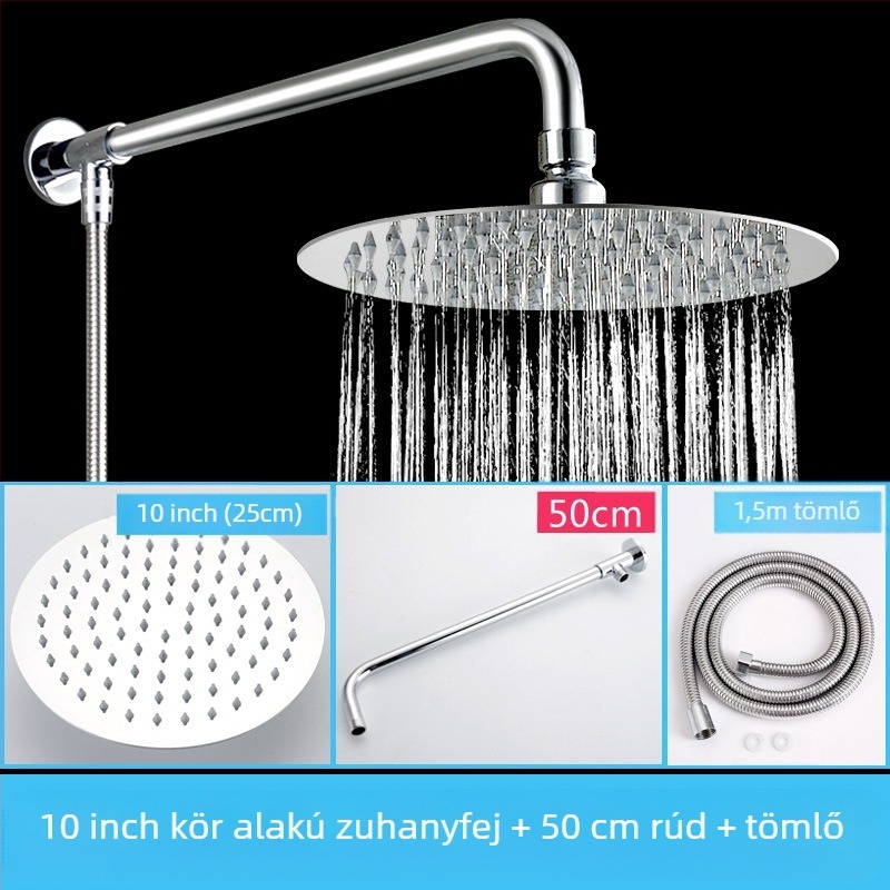 Felső sugárzó zuhanyfej eső funkcióval, rozsdamentes acél, 4 pont univerzális interfész 2 cm, csavaros telepítés, Hongbo