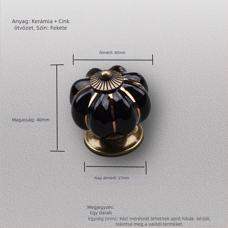 Kerámiából készült szekrényajtó fogantyú – tök alakú, egylyukú kialakítás, elektroplatált felület