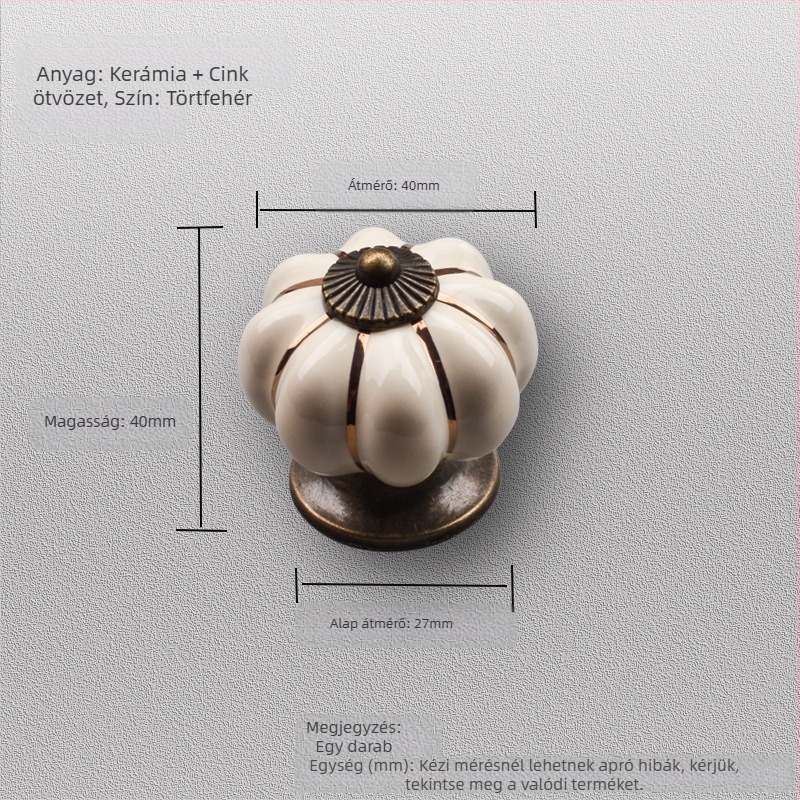 Kerámiából készült szekrényajtó fogantyú – tök alakú, egylyukú kialakítás, elektroplatált felület