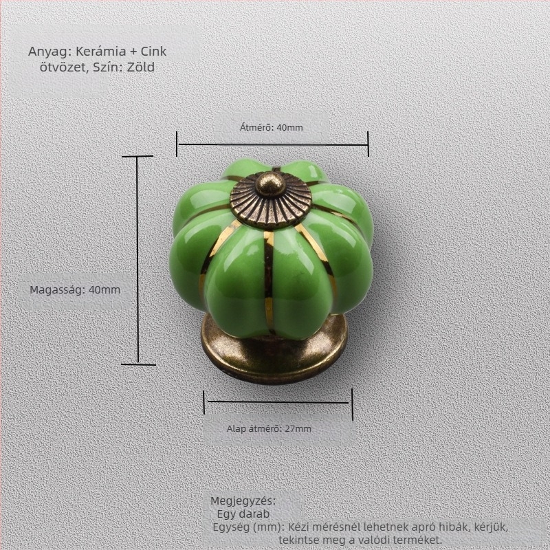 Kerámiából készült szekrényajtó fogantyú – tök alakú, egylyukú kialakítás, elektroplatált felület