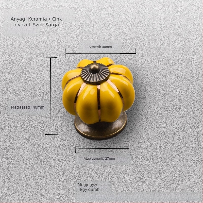 Kerámiából készült szekrényajtó fogantyú – tök alakú, egylyukú kialakítás, elektroplatált felület