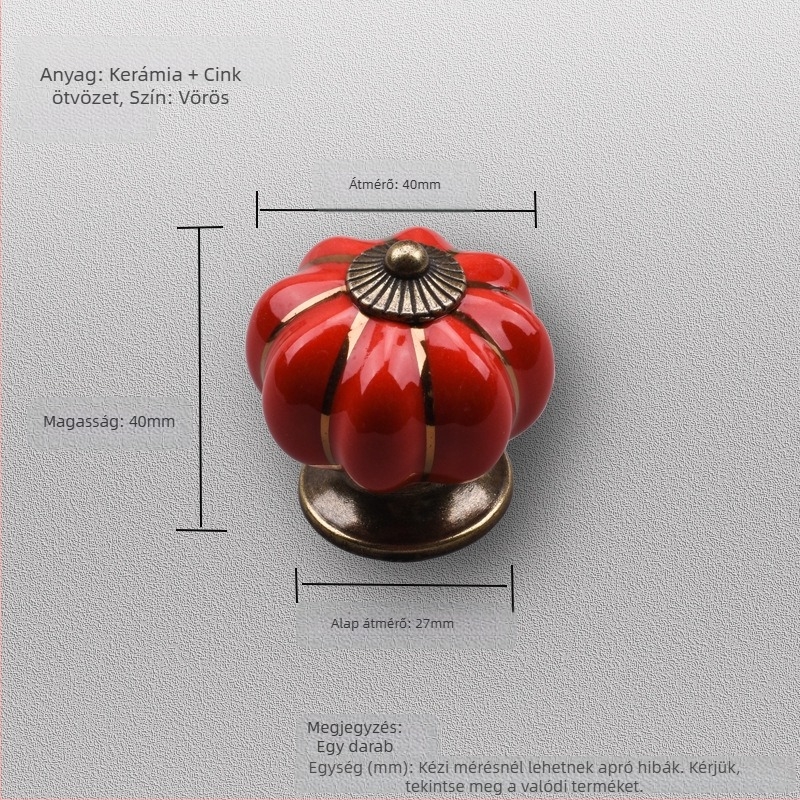 Kerámiából készült szekrényajtó fogantyú – tök alakú, egylyukú kialakítás, elektroplatált felület