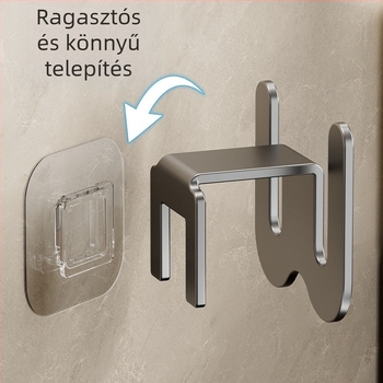 Fürdőszobai papucs tartó, falra szerelhető, szénacélból, fúrás nélküli szerelés, leeresztő kampóval, fényes luxus stílus