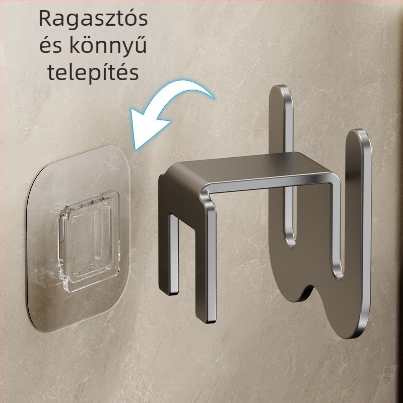 Fürdőszobai papucs tartó, falra szerelhető, szénacélból, fúrás nélküli szerelés, leeresztő kampóval, fényes luxus stílus