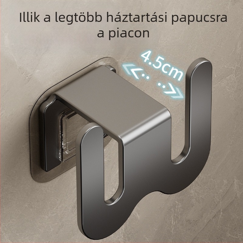 Fürdőszobai papucs tartó, falra szerelhető, szénacélból, fúrás nélküli szerelés, leeresztő kampóval, fényes luxus stílus