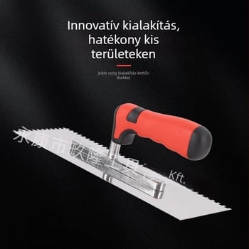 Rozsdamentes acélból készült, szeg nélküli glettelővas fogazott kaparóval téglázáshoz és vakoláshoz (Jiulong Tools; Modell: Fogazott kés)
