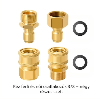 Magasnyomású tisztító gyorscsatlakozó készlet 3/8 hüvelykes tömlővel és 1/4 hüvelykes sárgaréz férfi- és női fejekkel, négy darabos készlet