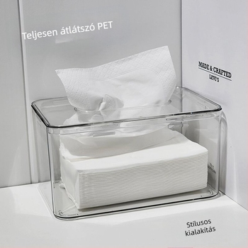 Asztali szalvétadoboz, nordic stílus, átlátszó, műanyag, többfunkciós
