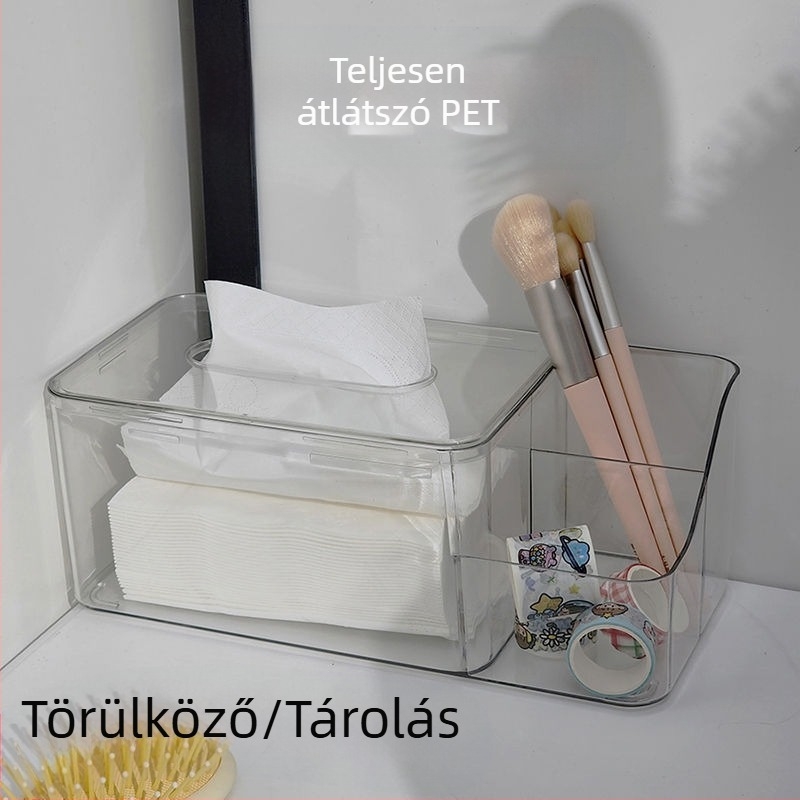 Asztali szalvétadoboz, nordic stílus, átlátszó, műanyag, többfunkciós