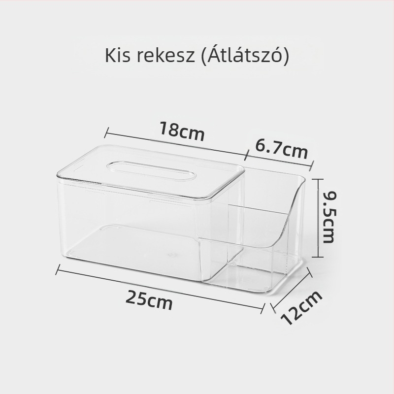 Asztali szalvétadoboz, nordic stílus, átlátszó, műanyag, többfunkciós