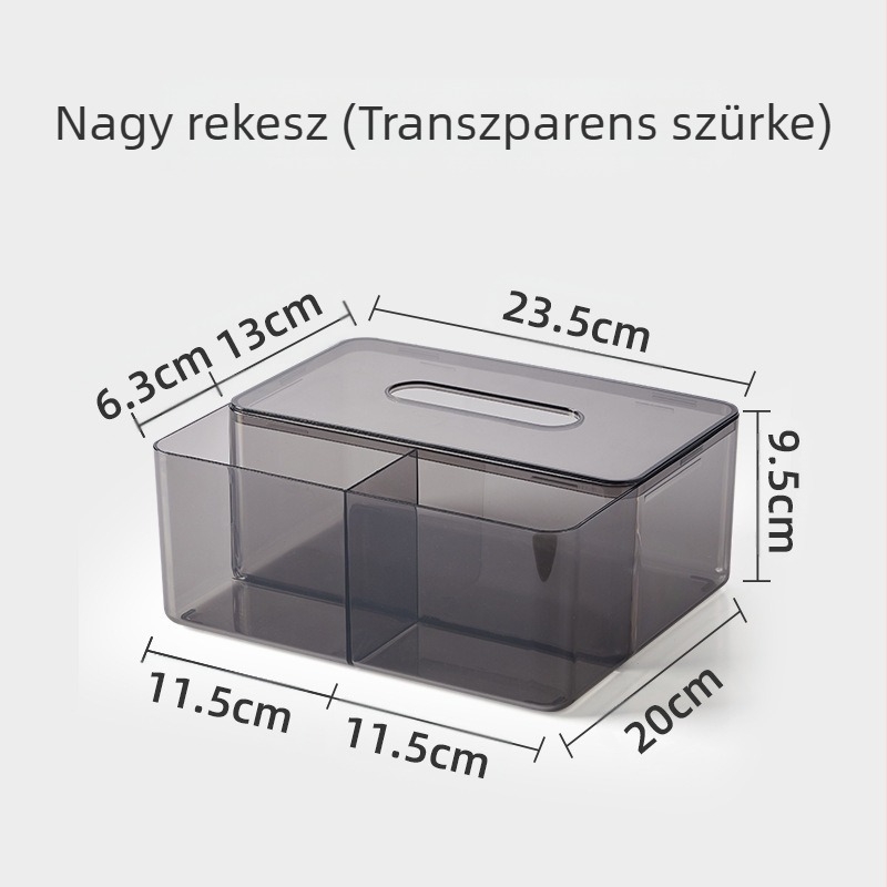 Asztali szalvétadoboz, nordic stílus, átlátszó, műanyag, többfunkciós