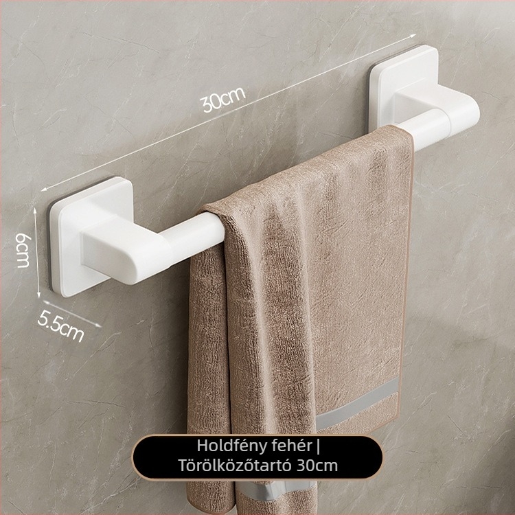 Fali törölközőtartó egyetlen rúddal, fúrás nélkül — alumínium ötvözet, festett felület, teherbírás 100 kg, stílus Light Luxury