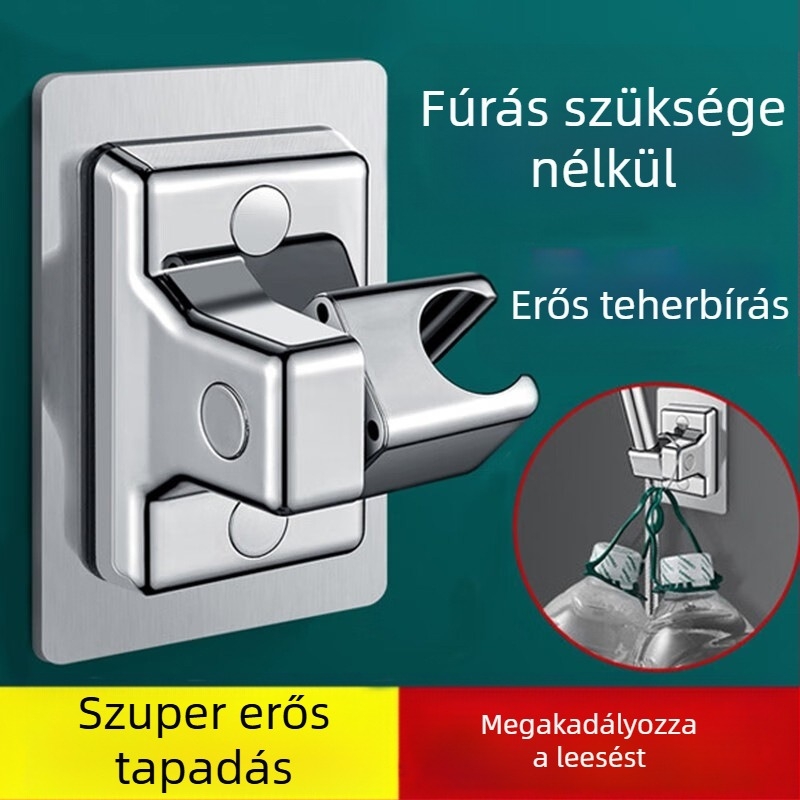 Zuhanyfej tartó, állítható falra szerelhető, fúrás nélküli, ABS