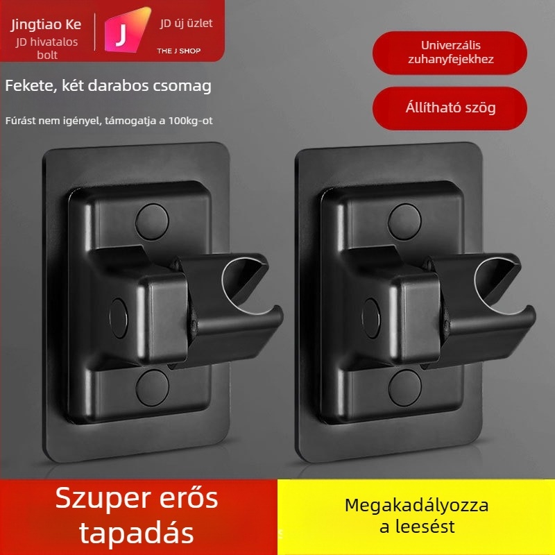 Zuhanyfej tartó, állítható falra szerelhető, fúrás nélküli, ABS