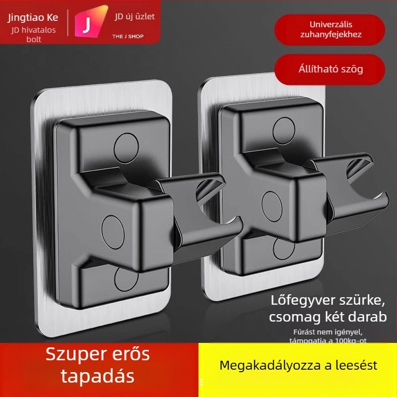 Zuhanyfej tartó, állítható falra szerelhető, fúrás nélküli, ABS