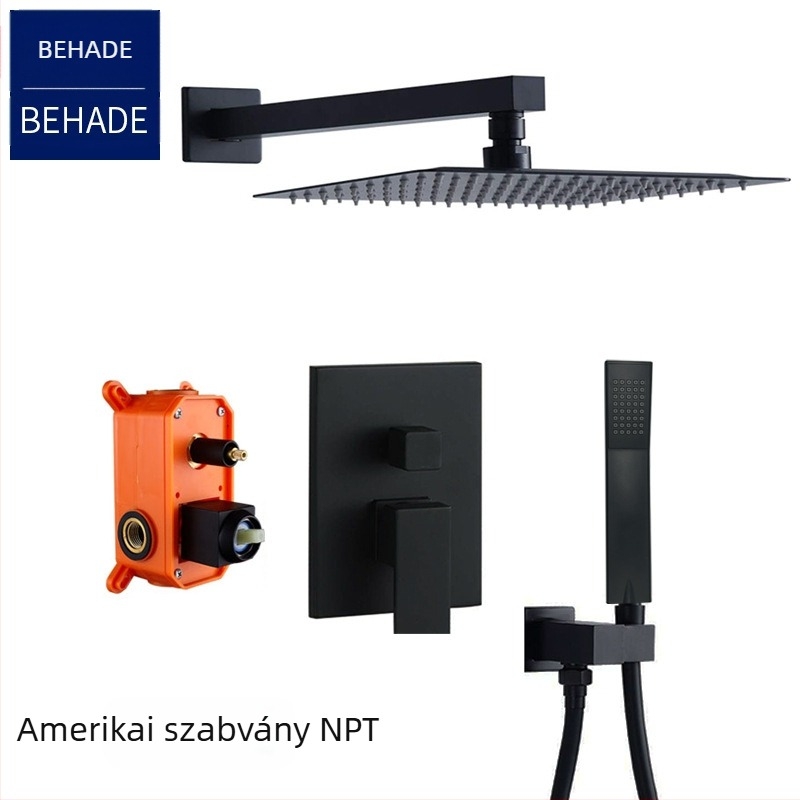 Rejtett zuhanyrendszer, réz test, eső funkció, négyzetes alak, modell 079 US Gauge