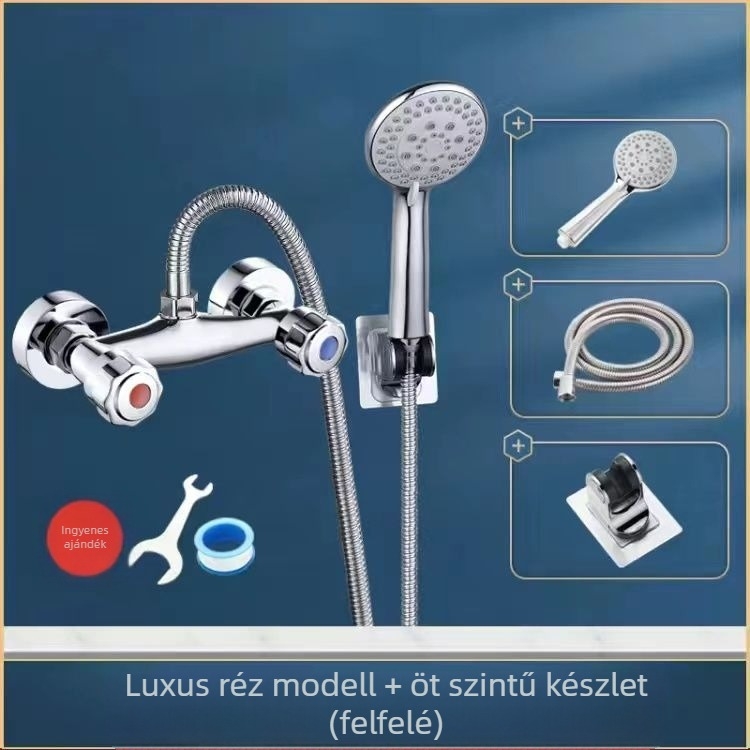 Zuhanycsaptele beépített falba – réz kivitel, indukciós nyitás, falba szerelés, CE tanúsítvány.