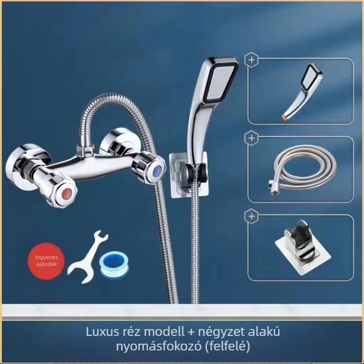 Zuhanycsaptele beépített falba – réz kivitel, indukciós nyitás, falba szerelés, CE tanúsítvány.