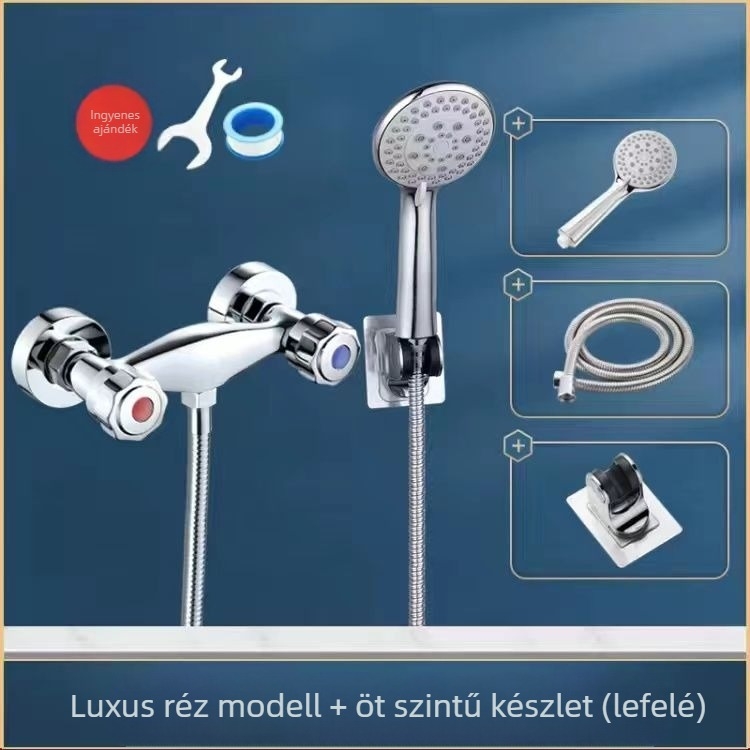 Zuhanycsaptele beépített falba – réz kivitel, indukciós nyitás, falba szerelés, CE tanúsítvány.