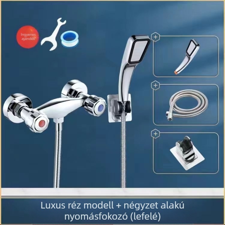 Zuhanycsaptele beépített falba – réz kivitel, indukciós nyitás, falba szerelés, CE tanúsítvány.