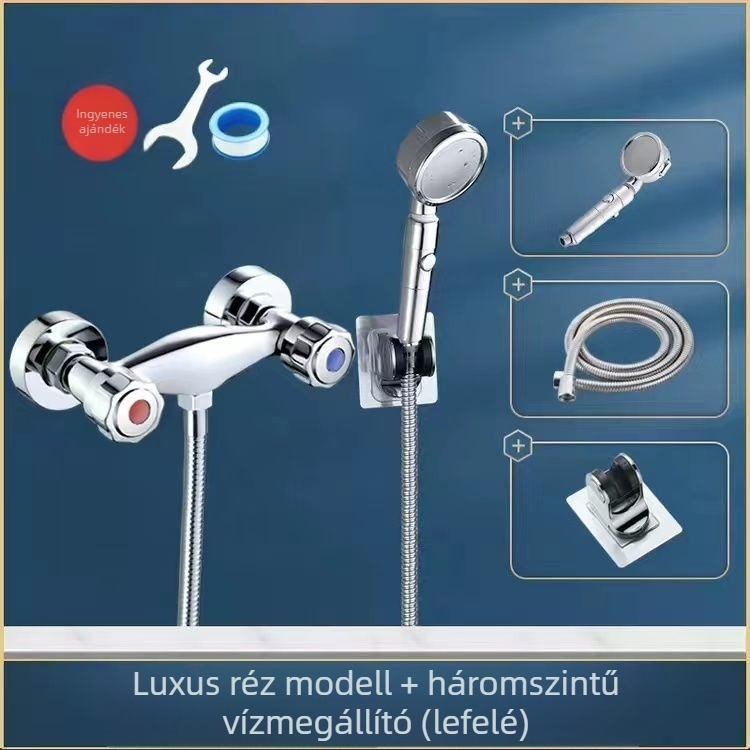 Zuhanycsaptele beépített falba – réz kivitel, indukciós nyitás, falba szerelés, CE tanúsítvány.