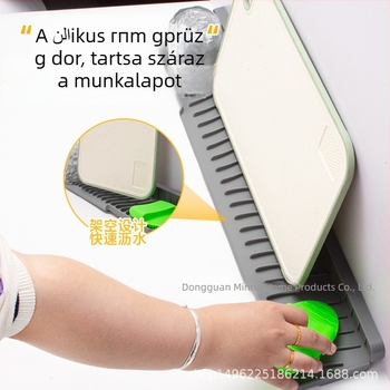 Négyszögletes szilikon lefolyó matrac mosogatókhoz, lejtős elvezetés és fröccsenés elleni védelem