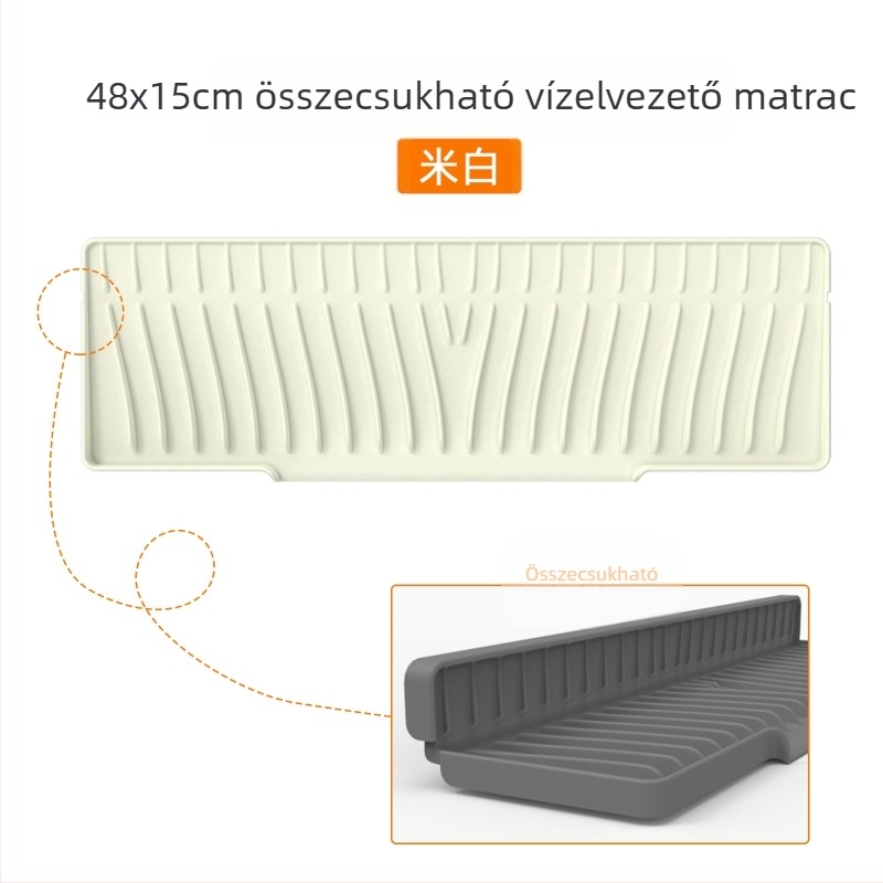 Négyszögletes szilikon lefolyó matrac mosogatókhoz, lejtős elvezetés és fröccsenés elleni védelem