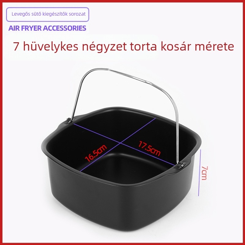 Szénacél tortaformák, kör és négyzet alakúak, légsütő kiegészítőkhöz, 40 darabos doboz