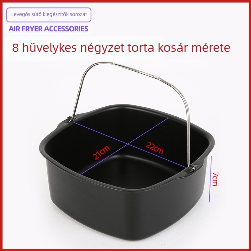 Szénacél tortaformák, kör és négyzet alakúak, légsütő kiegészítőkhöz, 40 darabos doboz