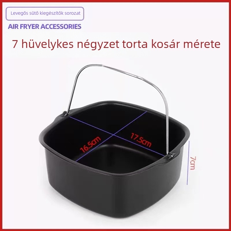 Szénacél tortaformák, kör és négyzet alakúak, légsütő kiegészítőkhöz, 40 darabos doboz