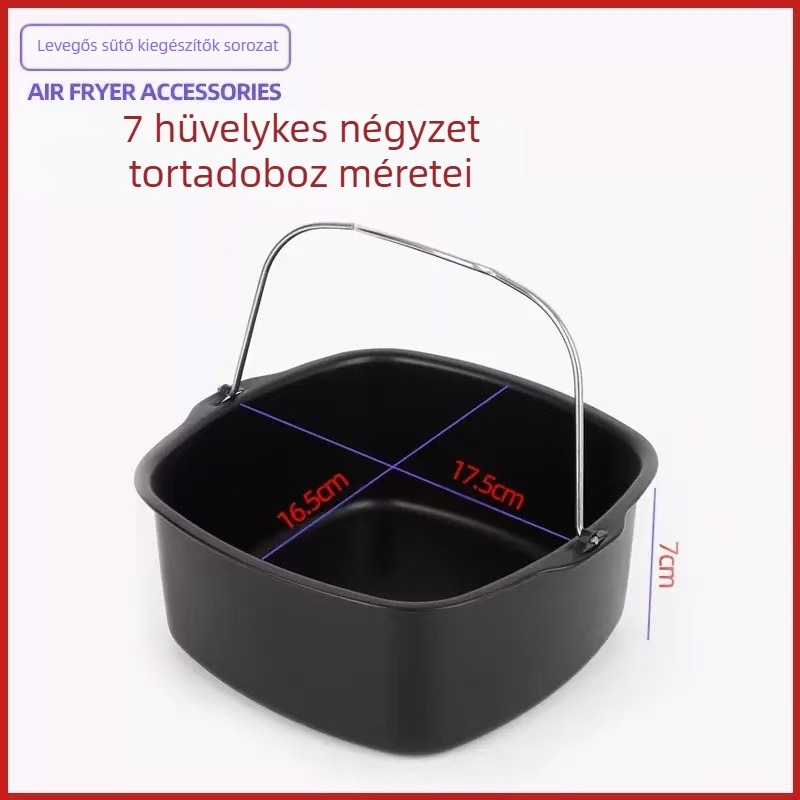 Szénacél tortaformák, kör és négyzet alakúak, légsütő kiegészítőkhöz, 40 darabos doboz