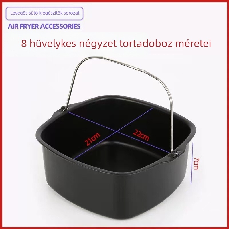 Szénacél tortaformák, kör és négyzet alakúak, légsütő kiegészítőkhöz, 40 darabos doboz