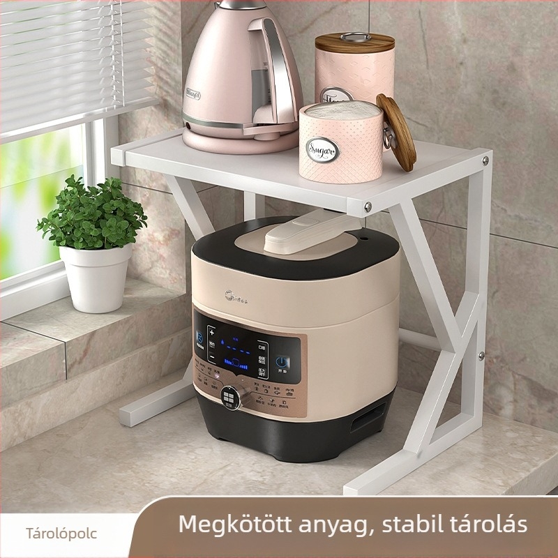 Konyhai mikrosütő tároló állvány – munkalapra illeszthető, szénacél, kihúzható, dupla réteg, multifunkcionális