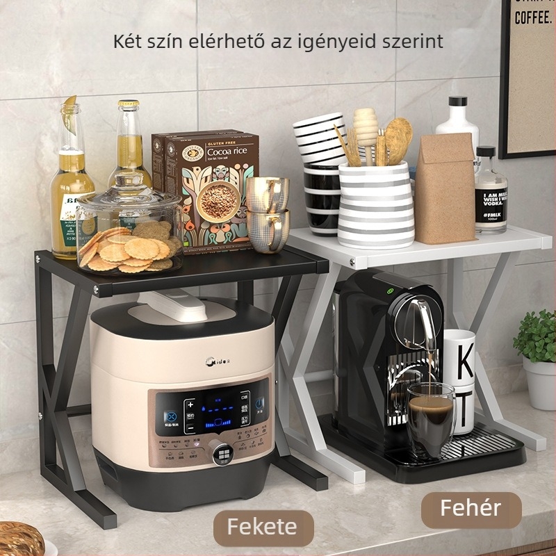 Konyhai mikrosütő tároló állvány – munkalapra illeszthető, szénacél, kihúzható, dupla réteg, multifunkcionális