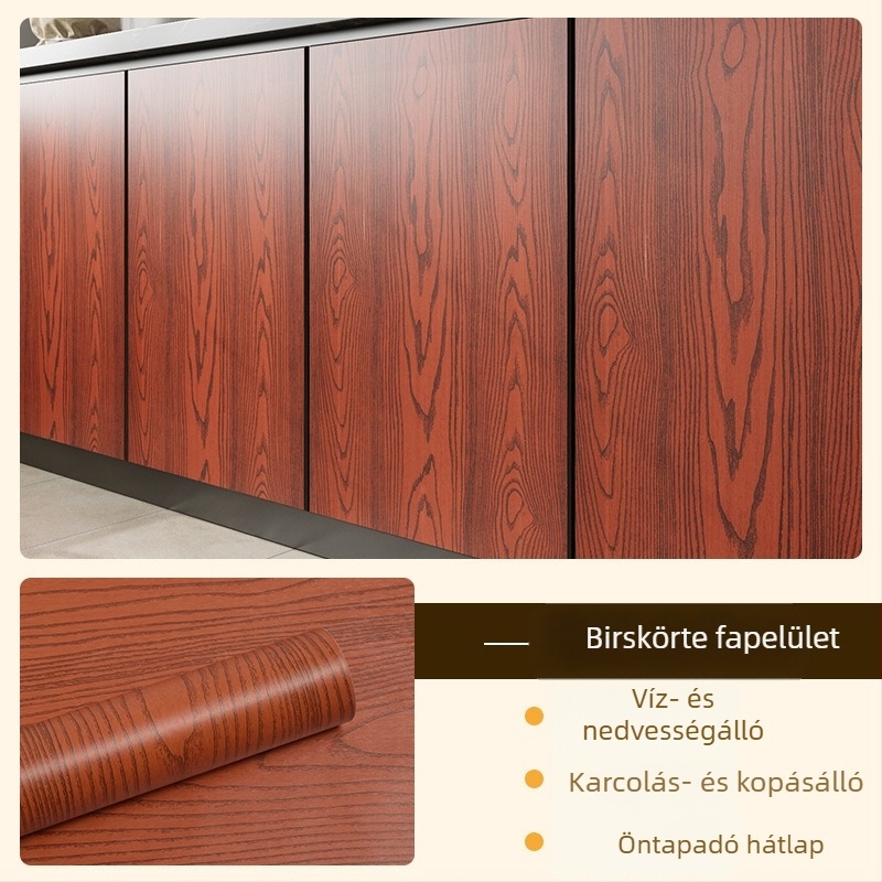 Fa mintás öntapadós matrica bútorokra – vízálló, nedvességálló, szennyeződés- és penészmentes, PVC falidekor