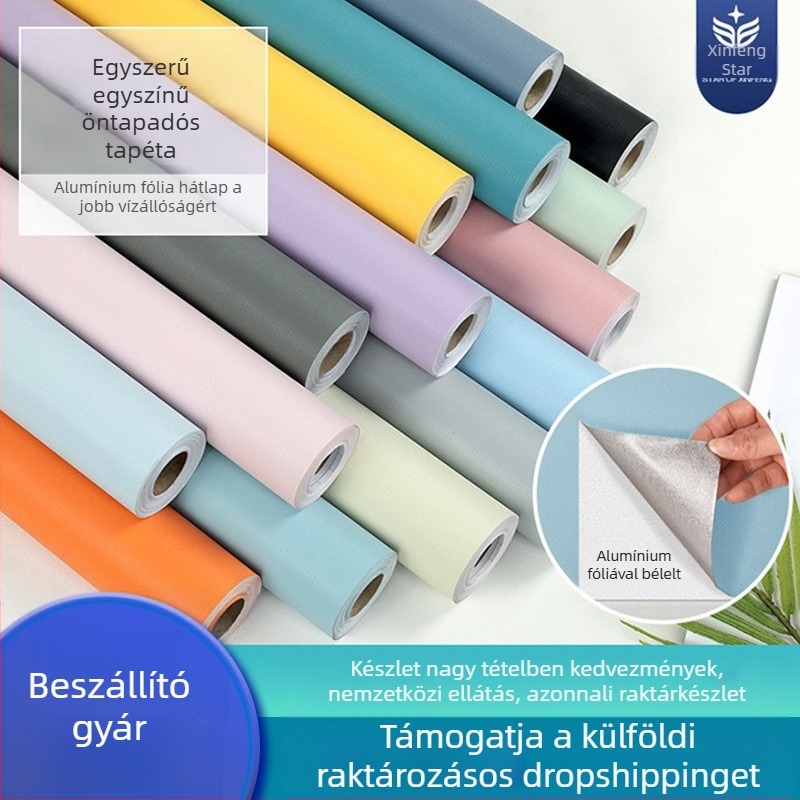 Öntapadós falitapéta, egyszínű, vastagított, vízálló, ideális diák kollégiumi szobákhoz és hálószobákhoz