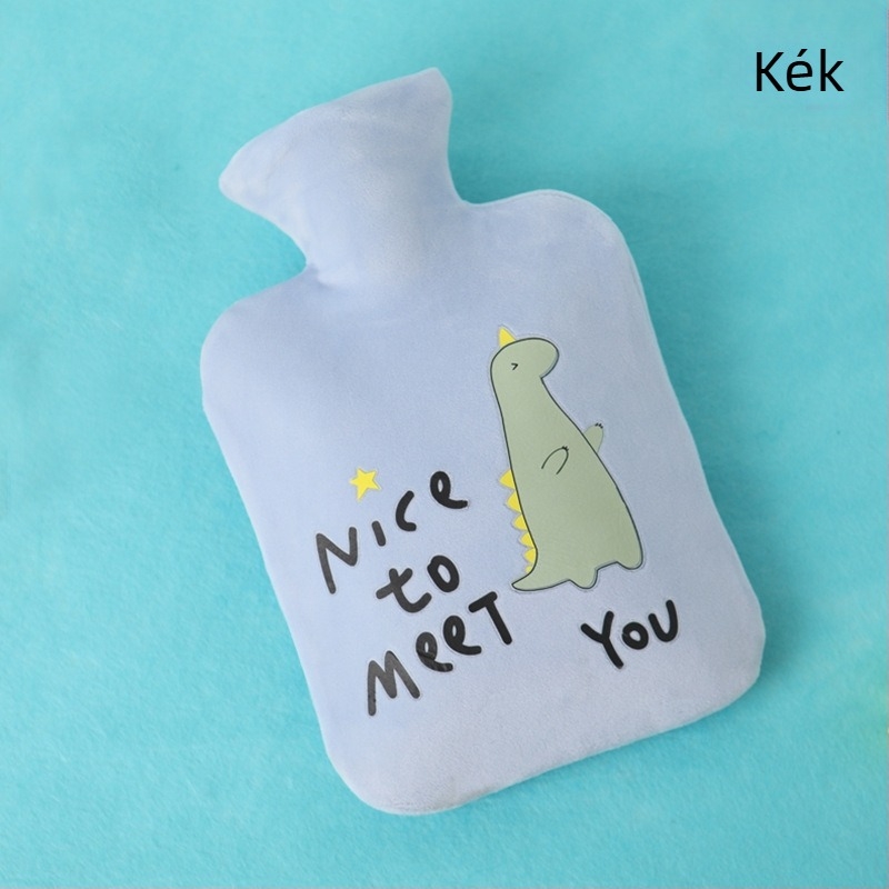 Plüss melegvizes palack vízzel töltve, aranyos design; PVC nagy sűrűségű; melegítés vízzel történik; kézre, lábra, derékra, hasra, fejre és hátulra használható; meleg és hideg kettős használat.