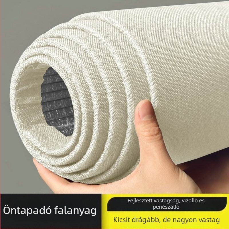 Len alapú faltextil, többrétegű, domborított felület, nedvességálló, dekor a hálószoba és TV mögötti falhoz, modern minimalista stílus