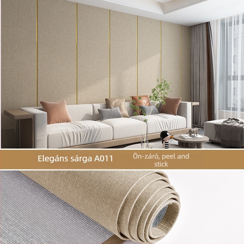 Len alapú faltextil, többrétegű, domborított felület, nedvességálló, dekor a hálószoba és TV mögötti falhoz, modern minimalista stílus